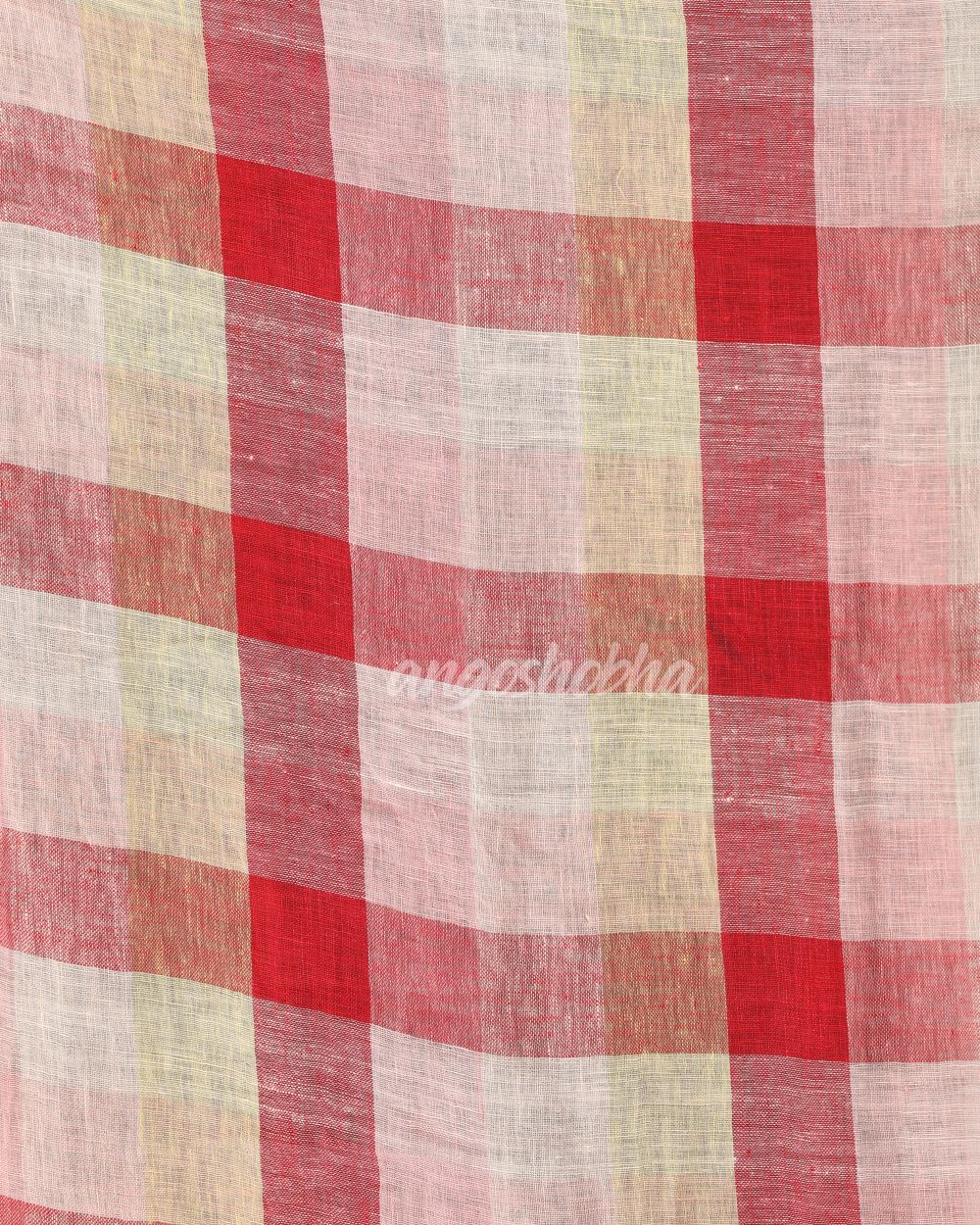 Multicolour Traditional Handloom Check Linen Saree angoshobha