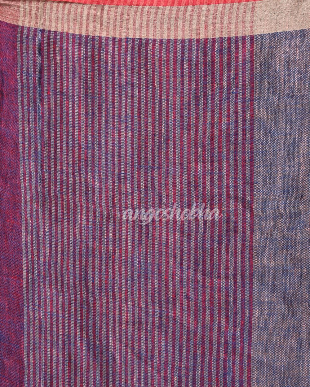 Multicolour Traditional Handloom Check Linen Saree angoshobha