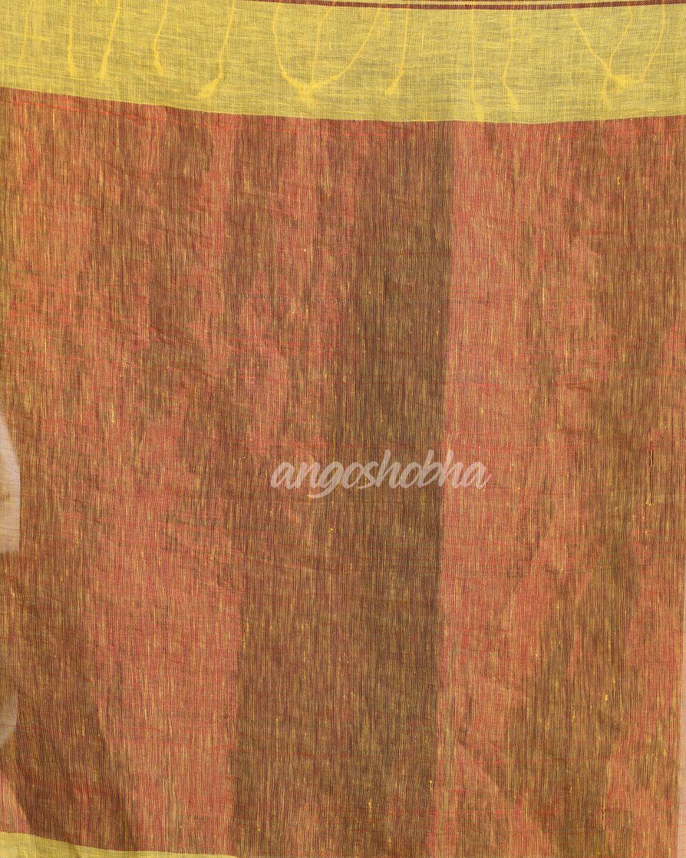 Multicolour Traditional Handloom Check Linen Saree angoshobha