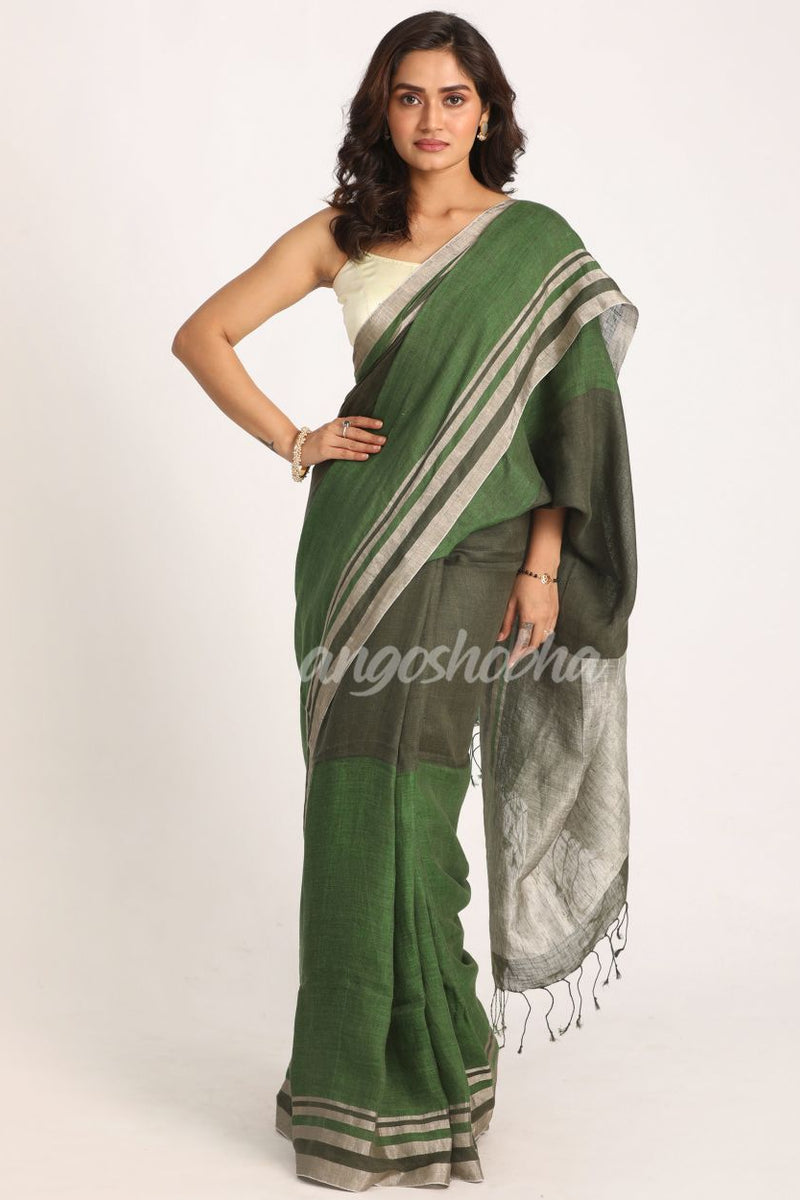 Multicolour Traditional Handloom Linen Saree