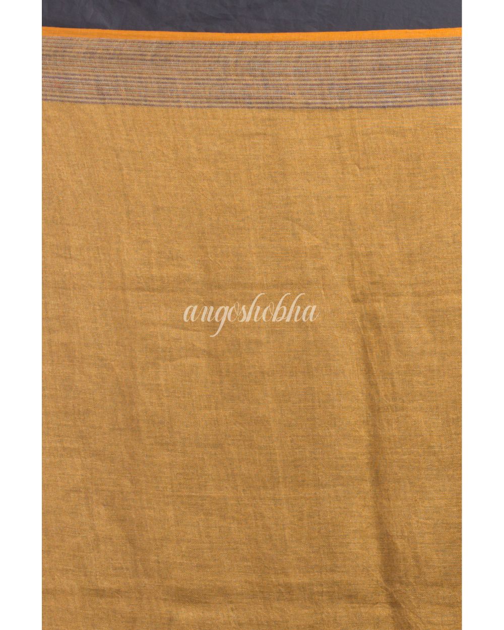 Mustard Brown Handwoven Linen Saree angoshobha