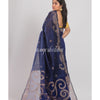 Navy Blue Matka Silk Jamdani Saree angoshobha
