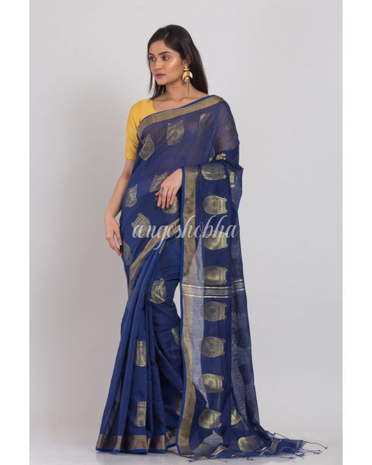 Navyblue Cotton Silk Handloom Saree angoshobha