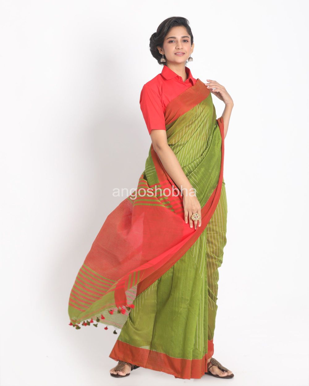 Ocado Handloom Cotton Blend Saree angoshobha