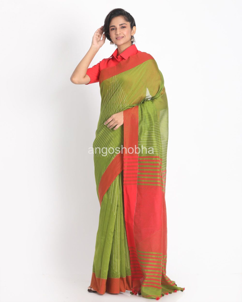 Ocado Handloom Cotton Blend Saree angoshobha