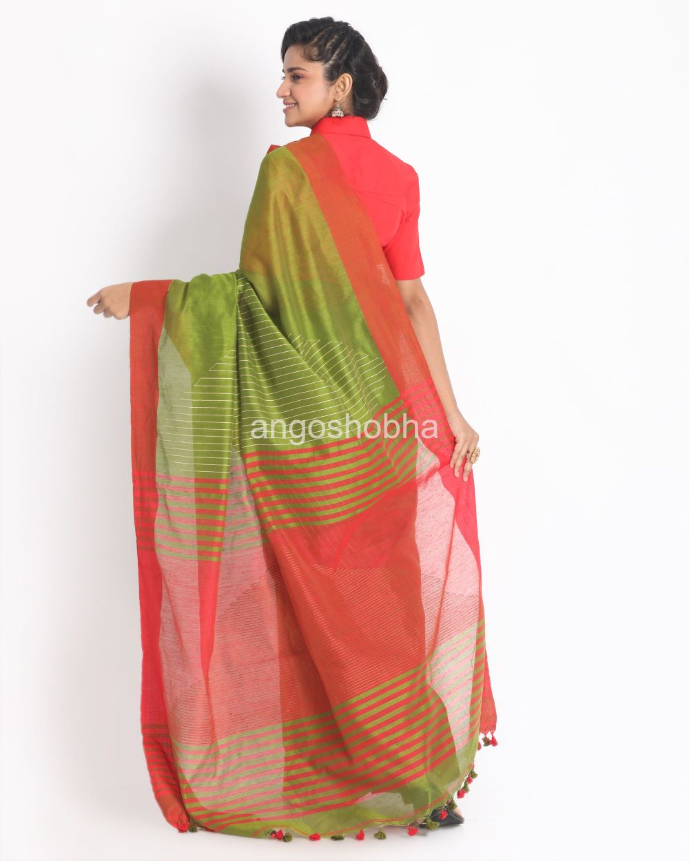 Ocado Handloom Cotton Blend Saree angoshobha