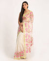 Off White Art Silk Muslin Handloom Embroidery Saree