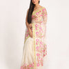 Off White Art Silk Muslin Handloom Embroidery Saree angoshobha