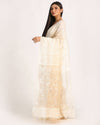 Off White Matka Silk Handloom Traditional Jamdani Saree