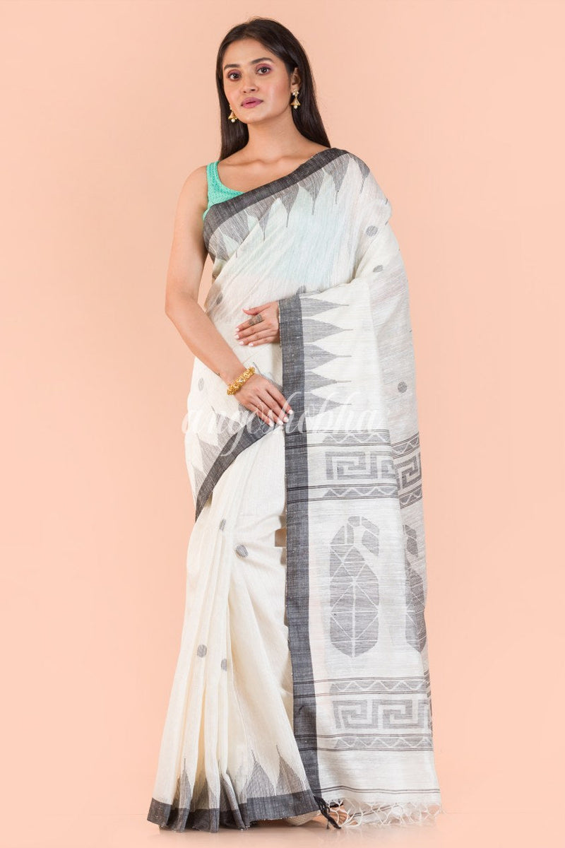 Off White Matka Silk Jamdani Saree
