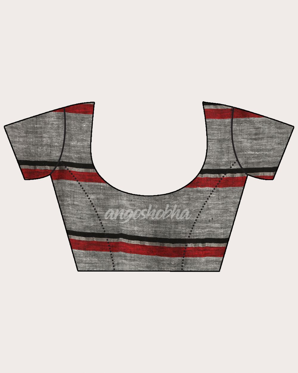 Off White Red Traditional Check Linen Handloom Saree angoshobha