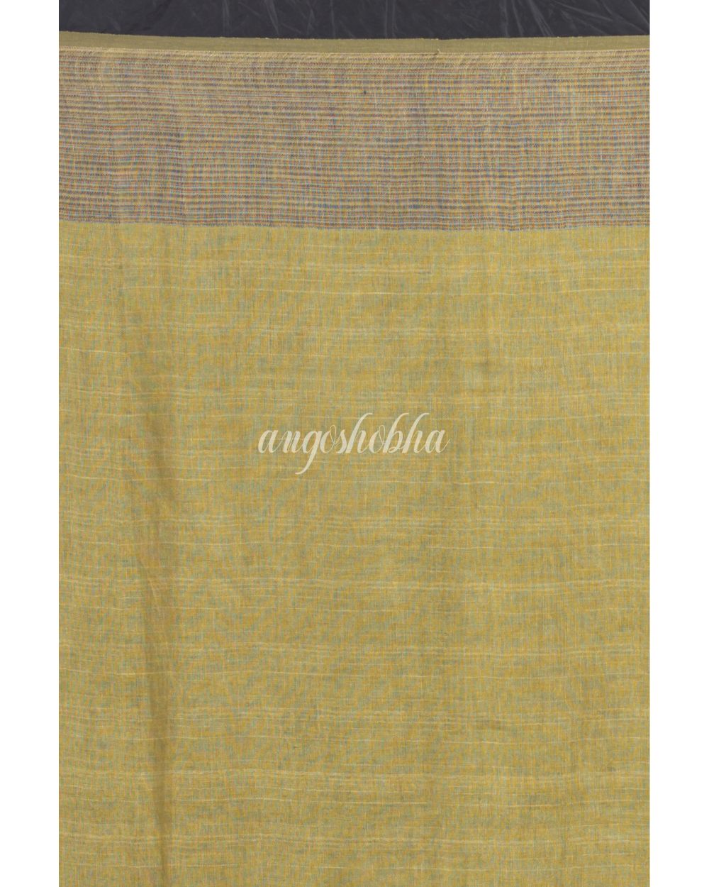 Olive Green Handwoven Linen Saree angoshobha