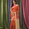 Orange Cotton Blend Traditional Jamdani Saree angoshobha