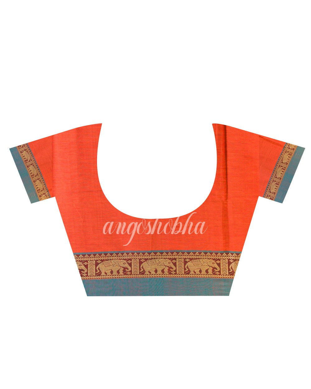 Orange Handwoven Cotton Saree angoshobha
