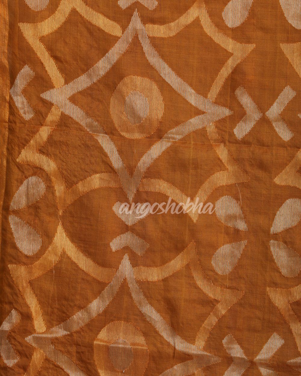 Orange Matka Silk Handloom Traditional Sequin Jamdani Saree angoshobha