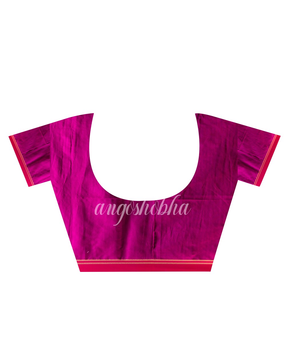 Orange Temple Border Blended Cotton Jamdani Saree angoshobha