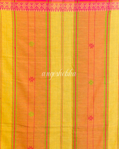 Orange Yellow Cotton Tangail Saree angoshobha