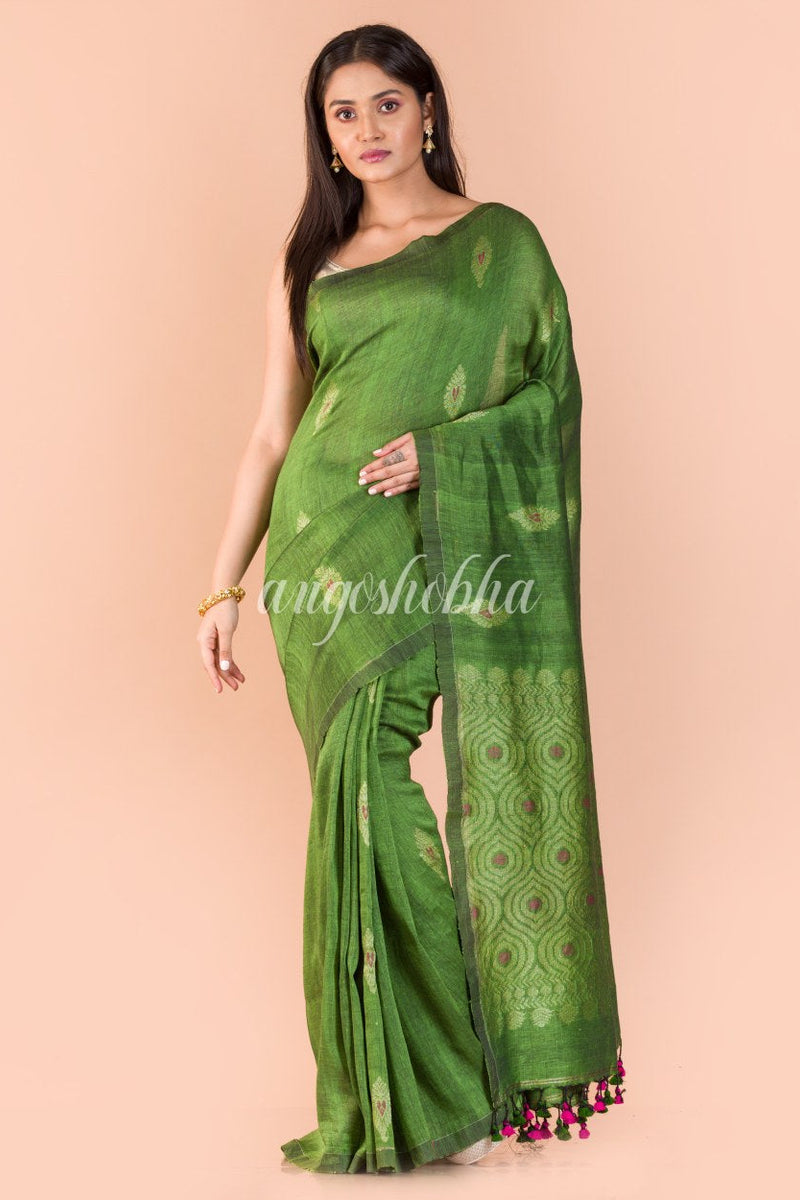 Parrot Green Handwoven Green Linen
