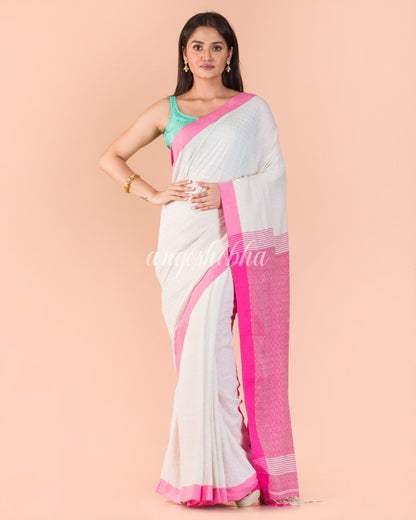 Peach Handloom Cotton Saree angoshobha