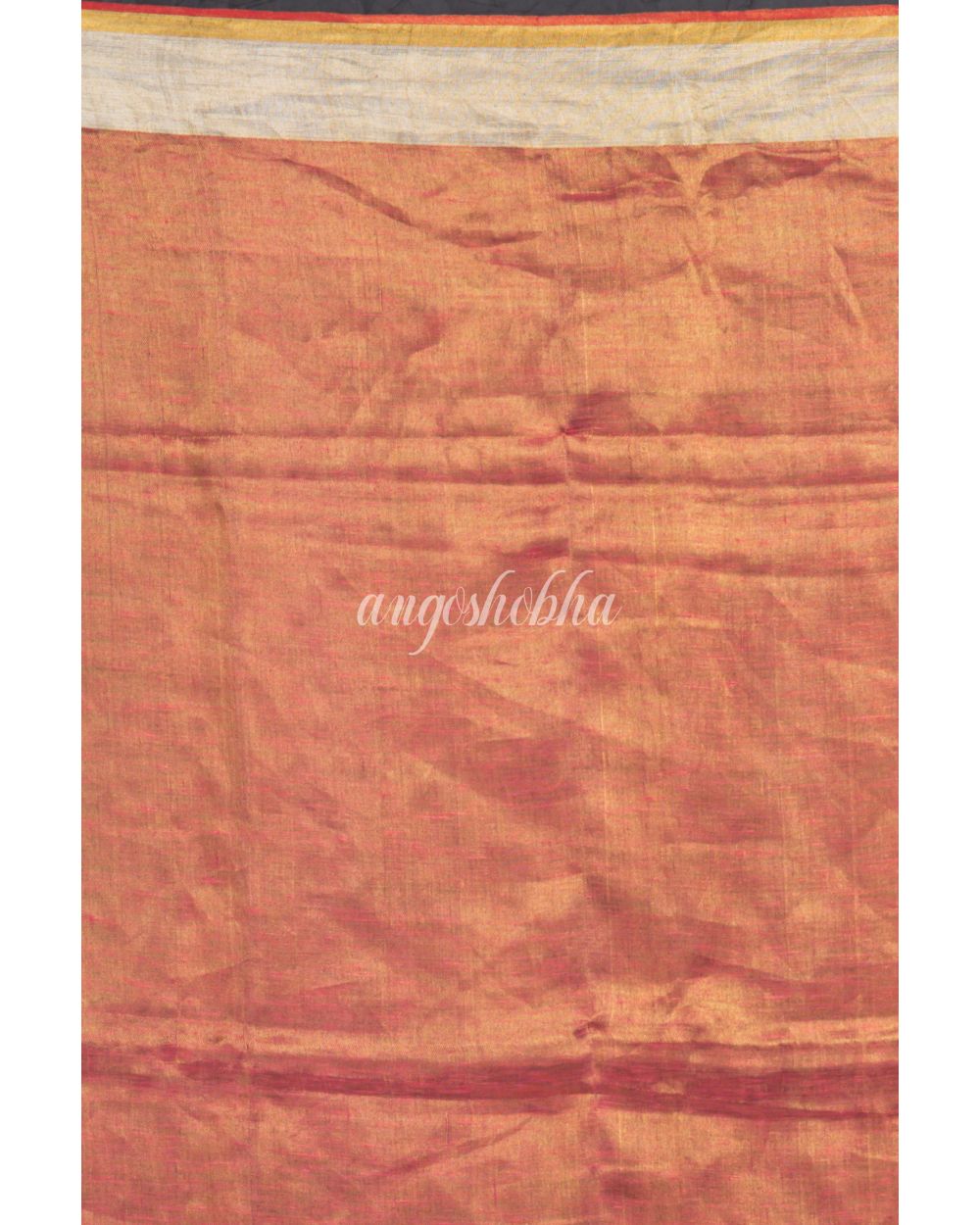 Peach Handwoven Linen Tissue Saree angoshobha