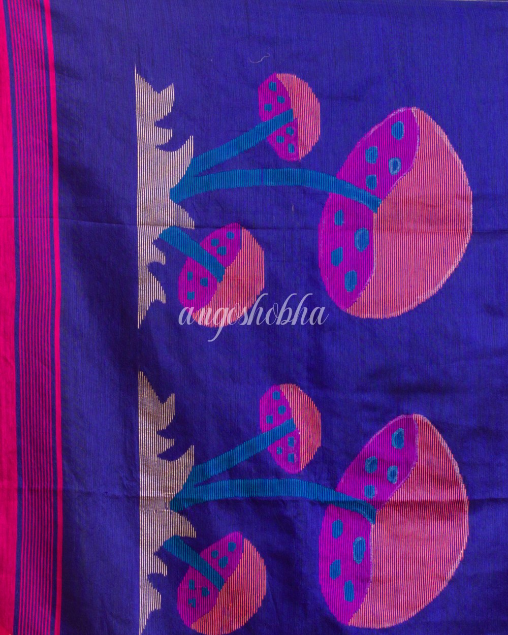 Pink Blended Cotton Jamdani Saree angoshobha