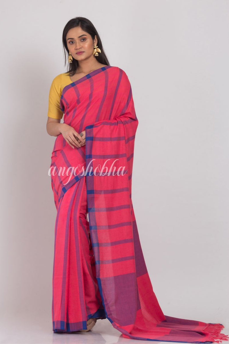 Pink Handloom Cotton Saree