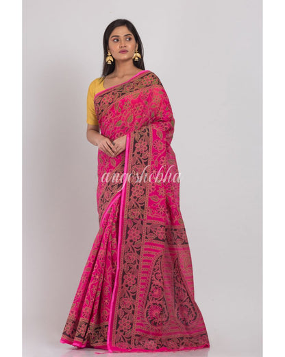 Pink Handloom Festive Cotton Silk Saree angoshobha