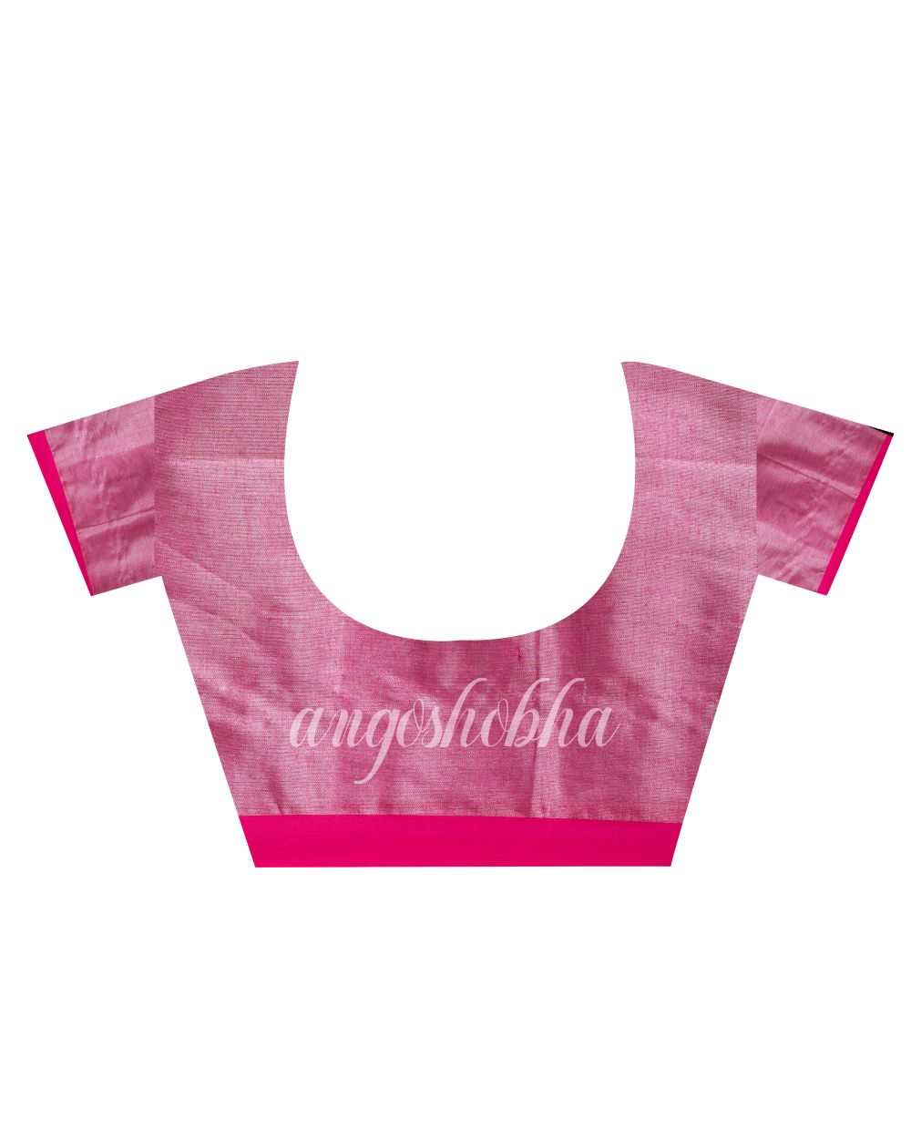 Pink Handloom Zari Cotton Tissue Saree blouse angoshobha