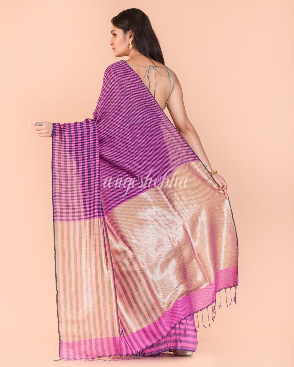 Pink Handwoven Cotton Saree angoshobha