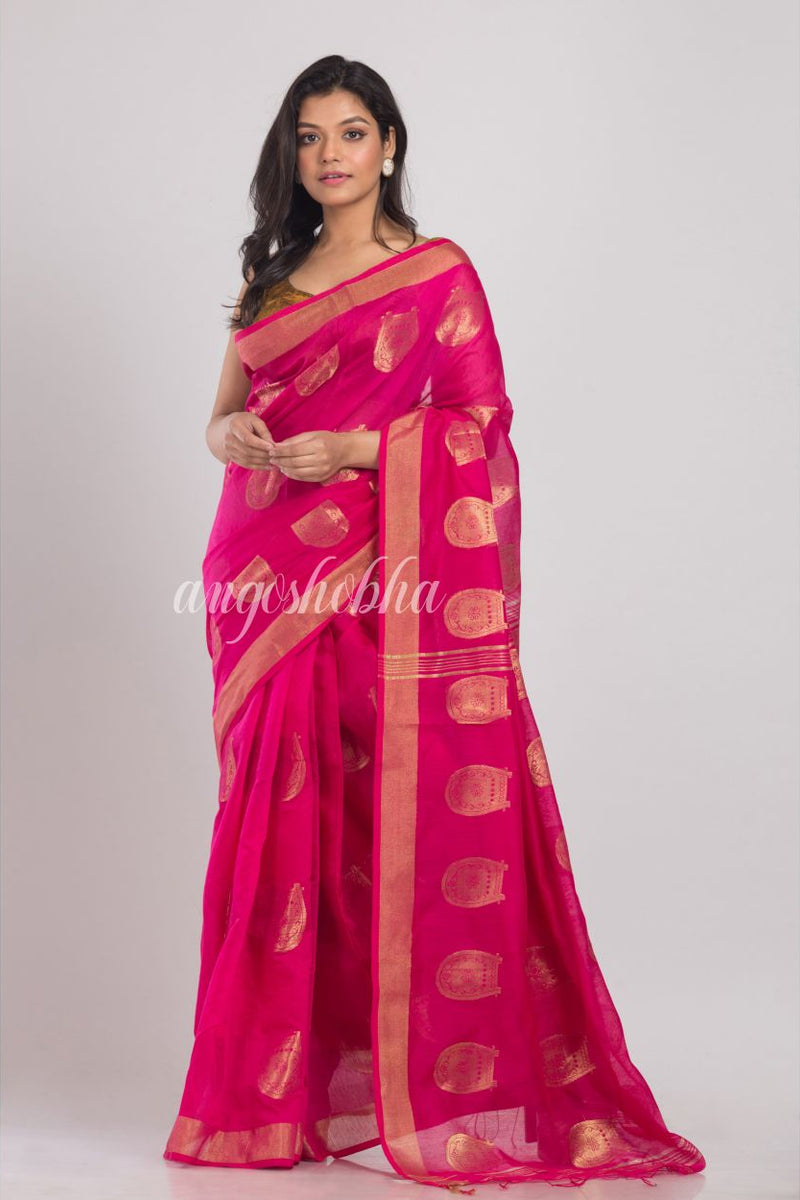 Pink Handwoven Cotton Silk Saree