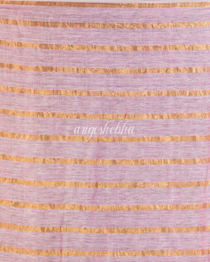 Pink Handwoven Linen Saree angoshobha