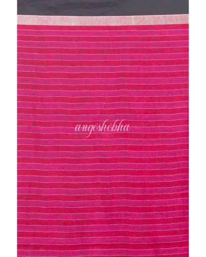 Pink Handwoven Linen Saree angoshobha