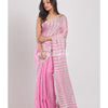 Pink Handwoven Linen Saree angoshobha