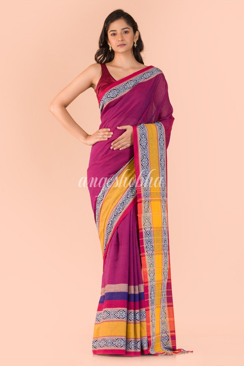 Purple Cotton Begampuri Saree