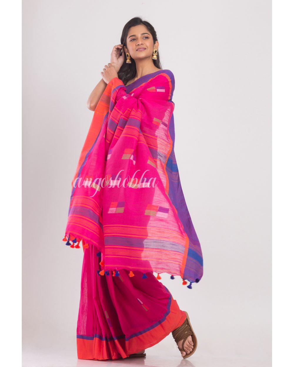 Rani Cotton Handloom Saree angoshobha