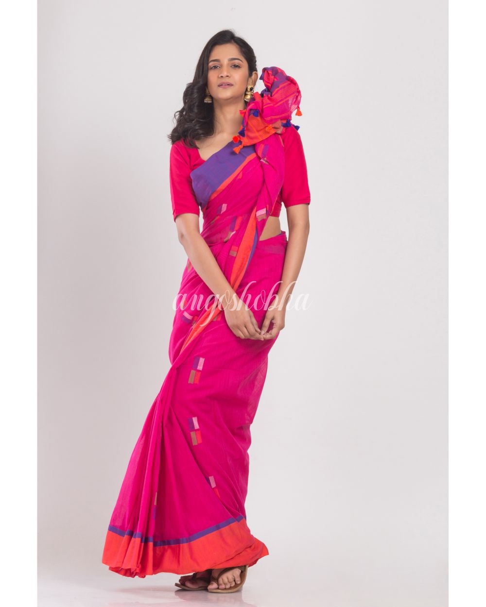 Rani Cotton Handloom Saree angoshobha