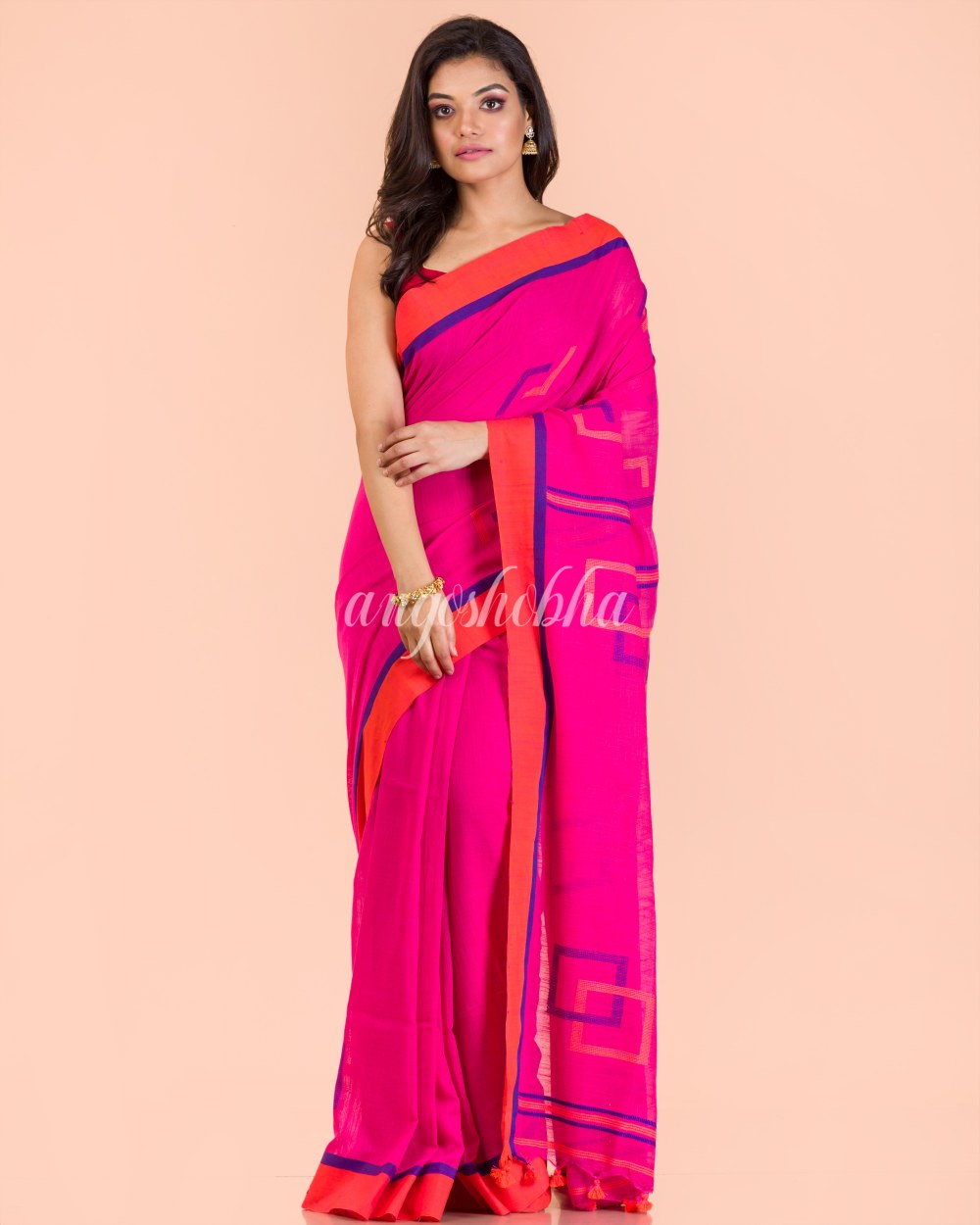 Rani Cotton Jamdani Saree angoshobha