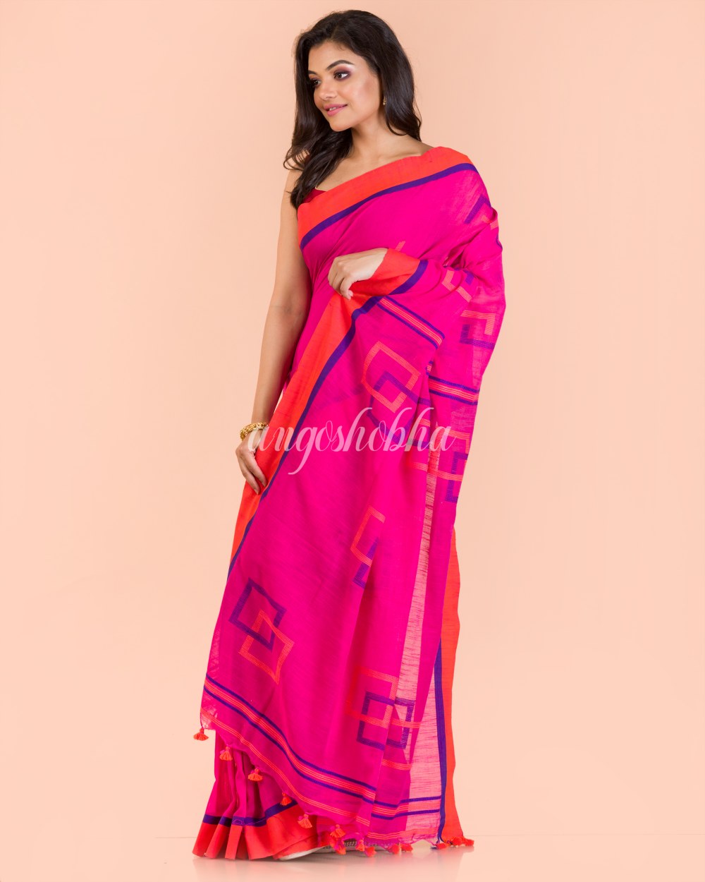 Rani Cotton Jamdani Saree angoshobha