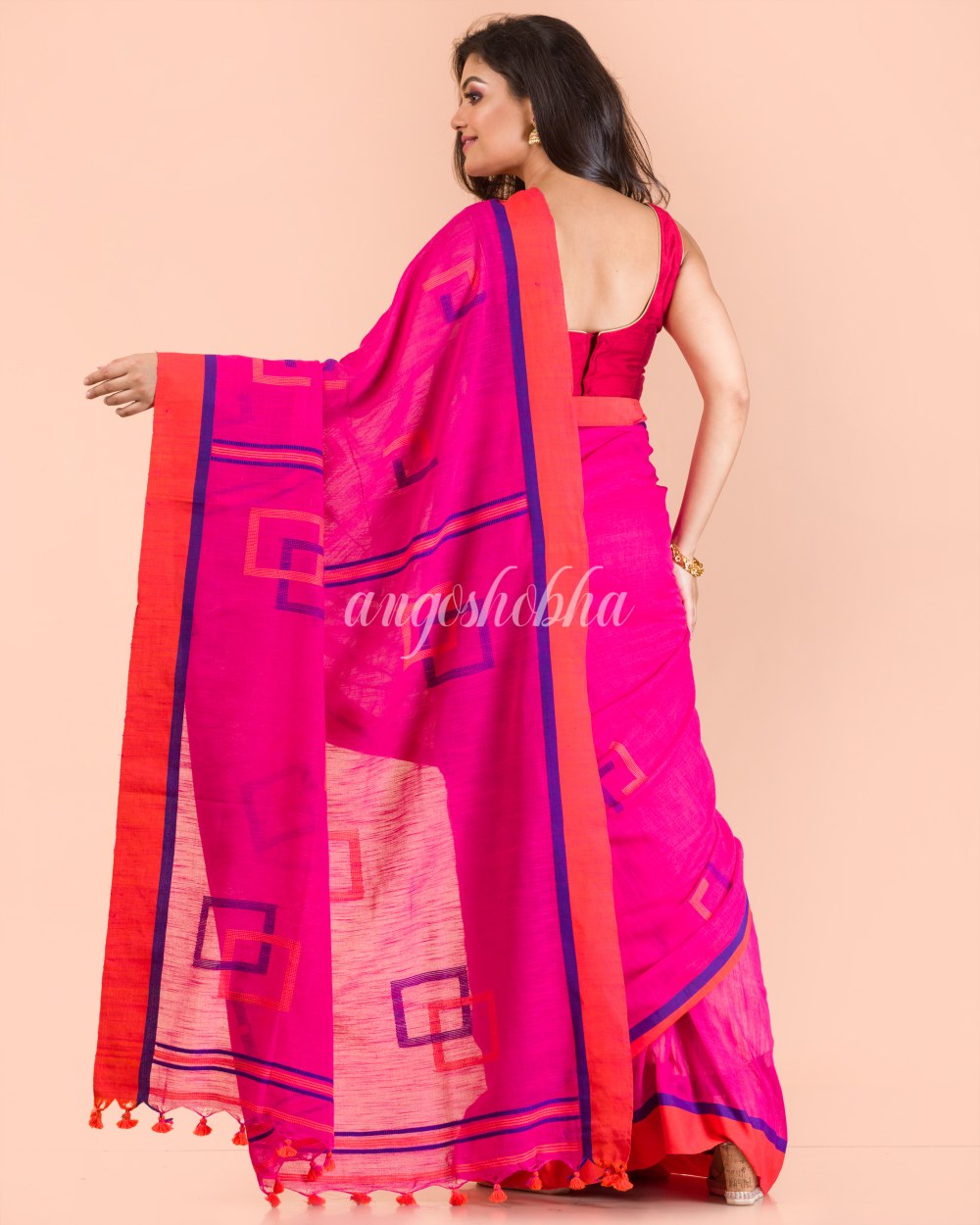 Rani Cotton Jamdani Saree angoshobha