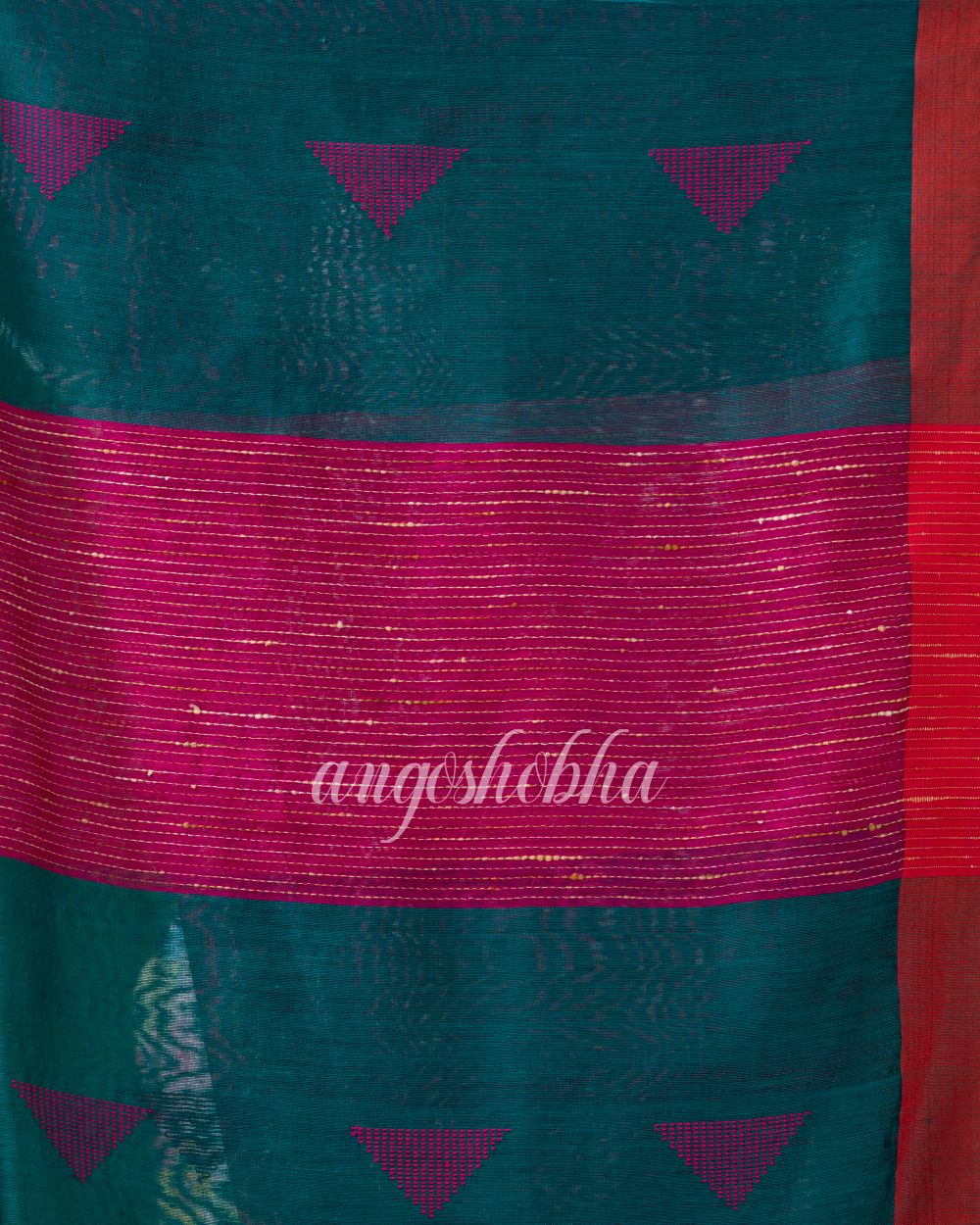 Rani Pink Cotton Blend Festive Handloom Saree angoshobha