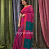 Rani Pink Cotton Blend Festive Handloom Saree angoshobha