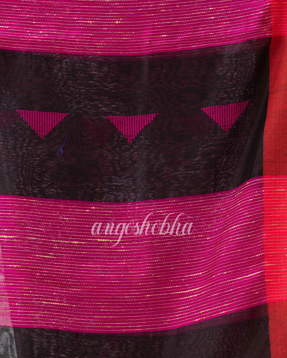 Rani Pink Cotton Blend Festive Handloom Saree angoshobha
