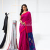 Rani Pink Cotton Blend Festive Jamdani Saree angoshobha