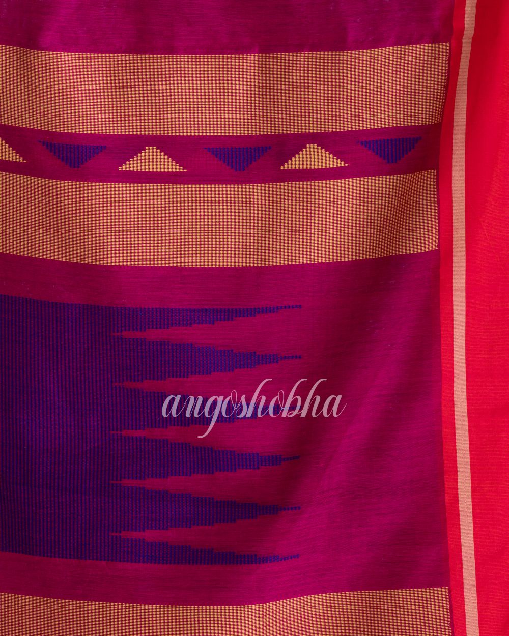 Rani Pink Cotton Blend Festive Jamdani Saree angoshobha