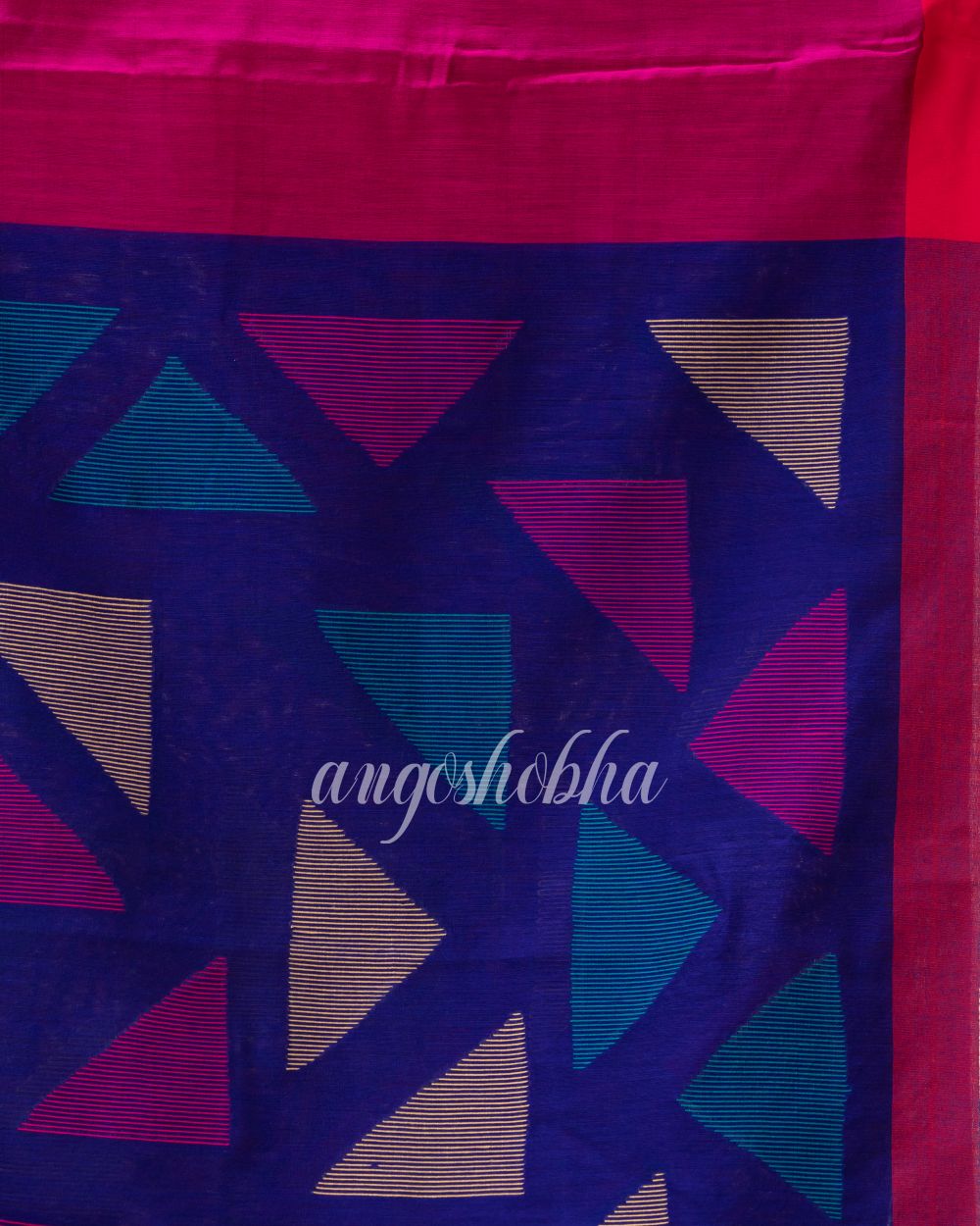 Rani Pink Cotton Blend Festive Jamdani Saree angoshobha