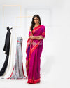Rani Pink Cotton Blend Festive Jamdani Saree