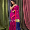 Rani Pink Cotton Blend Traditional Jamdani Saree angoshobha