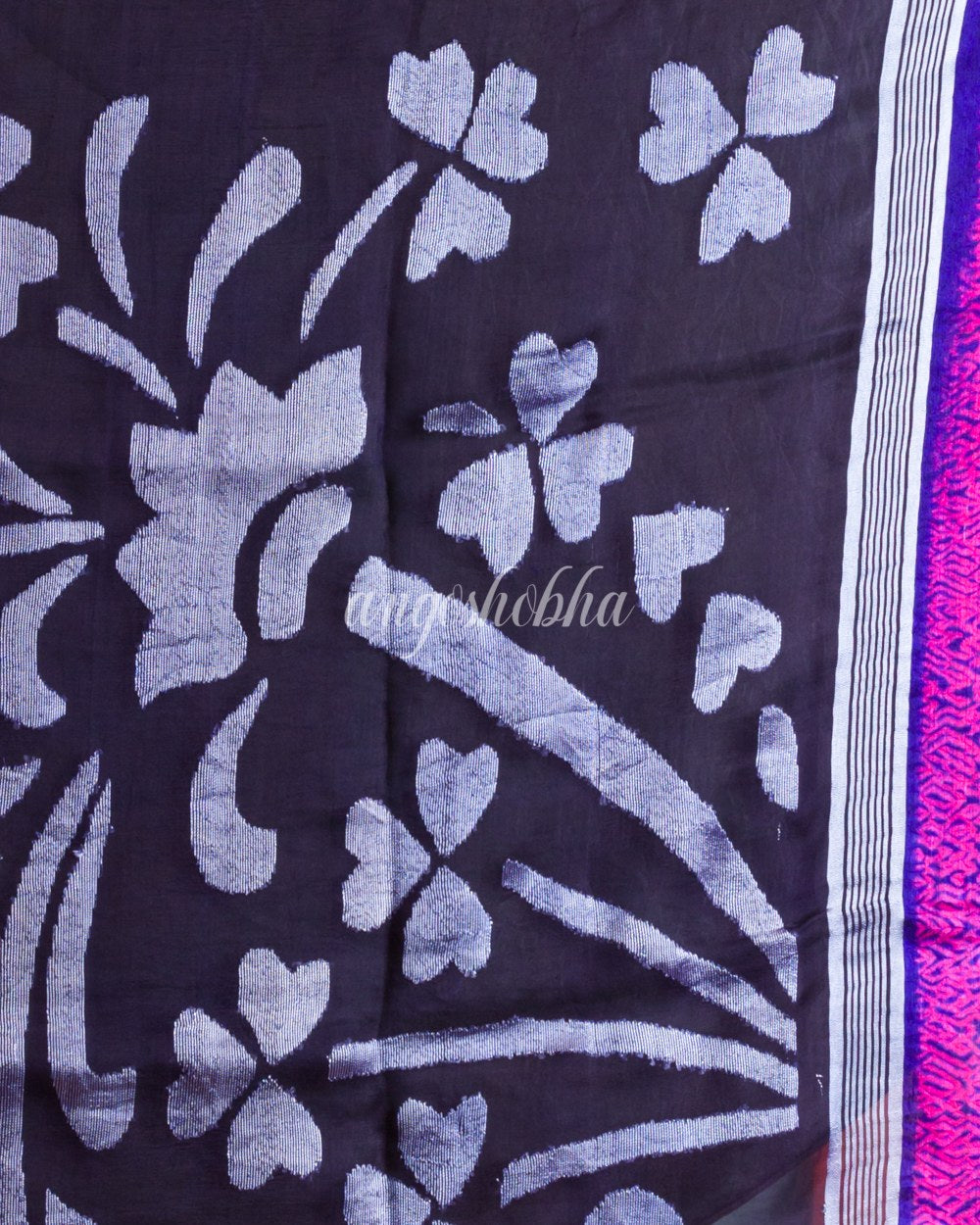 Rani Pink Matka Silk Jamdani Saree angoshobha