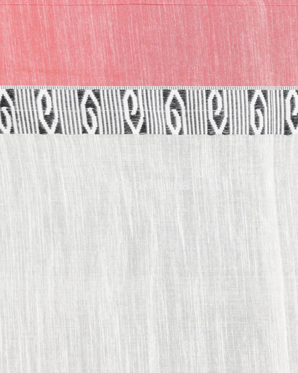 Red Border White Begampuri Handspun Cotton Saree angoshobha