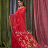 Red Cotton Blend Traditional Sequins Jamdani Saree angoshobha